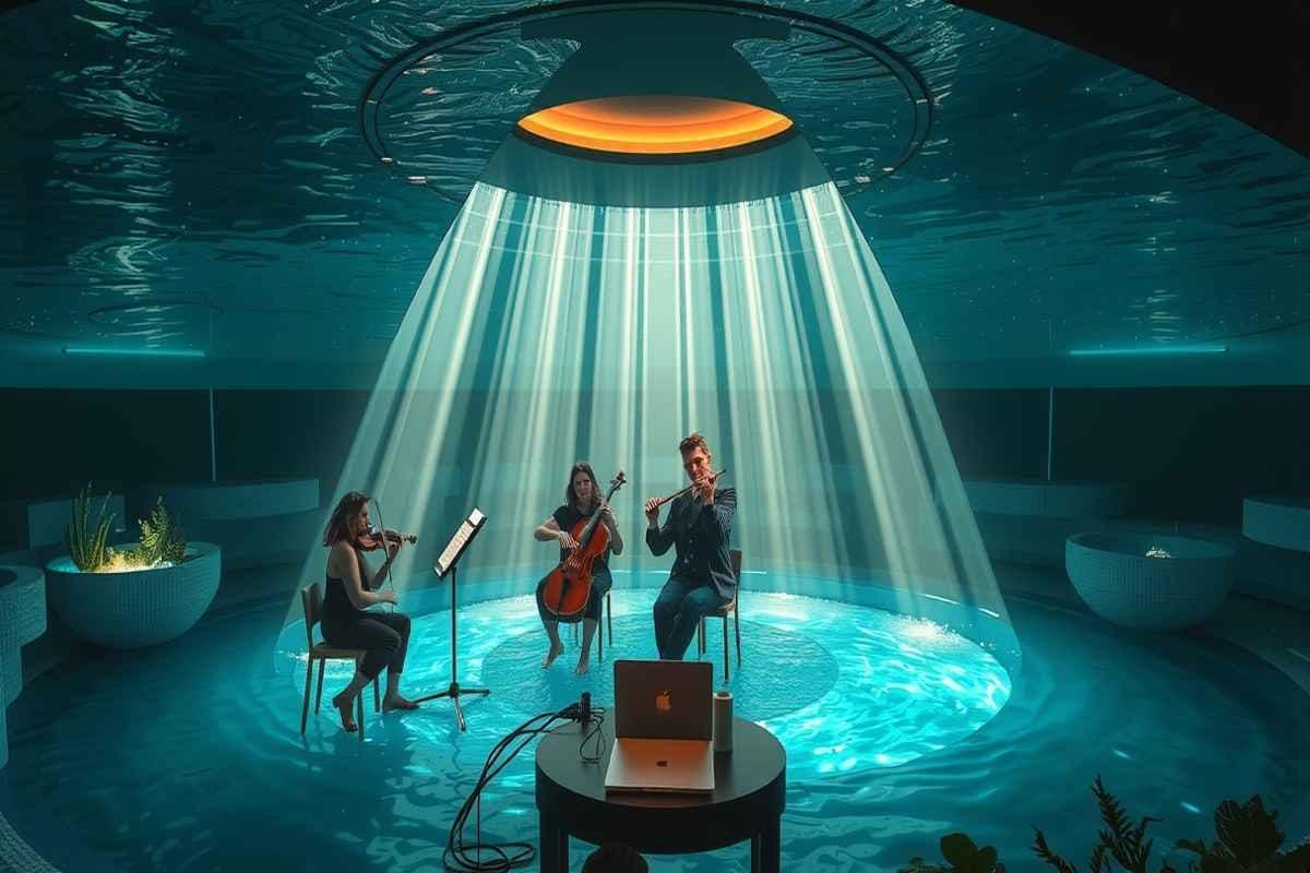 La piscina si trasforma in un'esperienza sonora unica: concerto a 20 metri di profondità