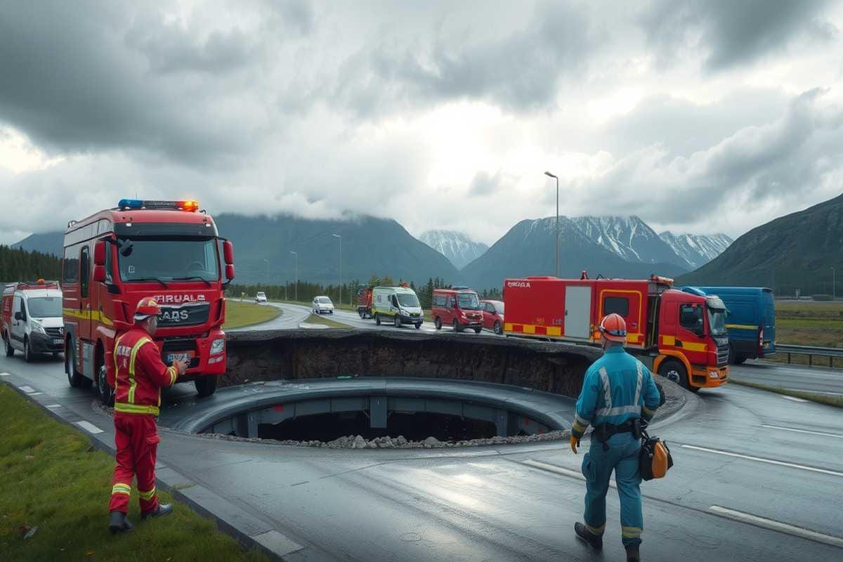 Norvegia: una voragine sull'autostrada E6 mette alla prova i soccorritori