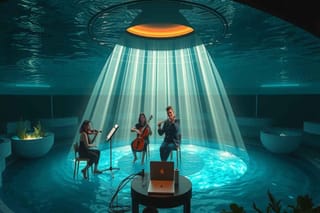 La piscina si trasforma in un'esperienza sonora unica: concerto a 20 metri di profondità