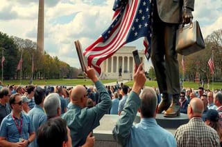 La sorprendente riapparizione della statua di Trump ed Epstein sul Mall