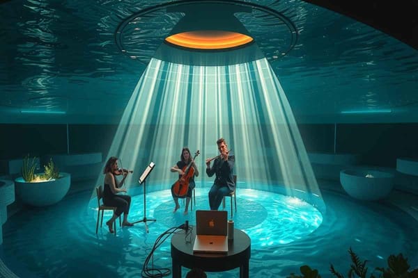La piscina si trasforma in un'esperienza sonora unica: concerto a 20 metri di profondità